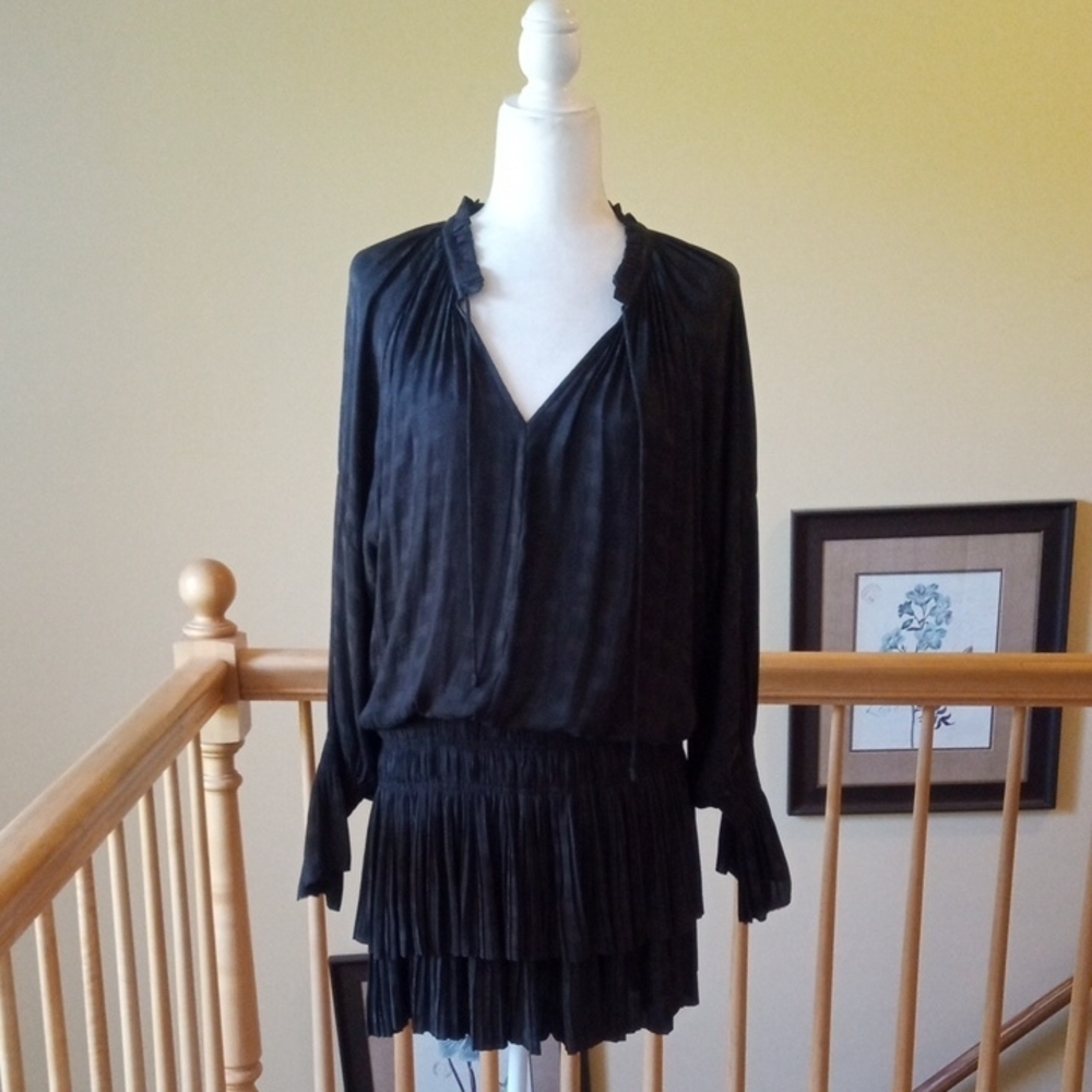 Current Air Long Sleeve Tiered Dress Light Floral Print Dolman Sleeves